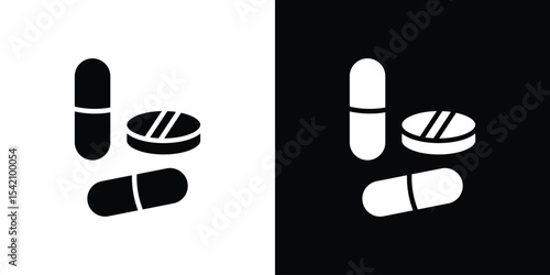 Pills icon black silhouette for web, and mobile app