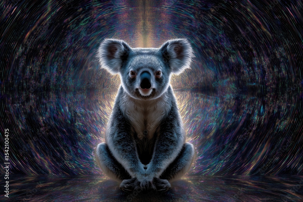 Obraz premium Koala Surrounded by Hypnotic Light Vortex