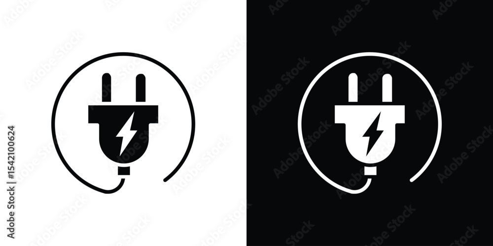 Obraz premium Plug icon black silhouette for web, and mobile app