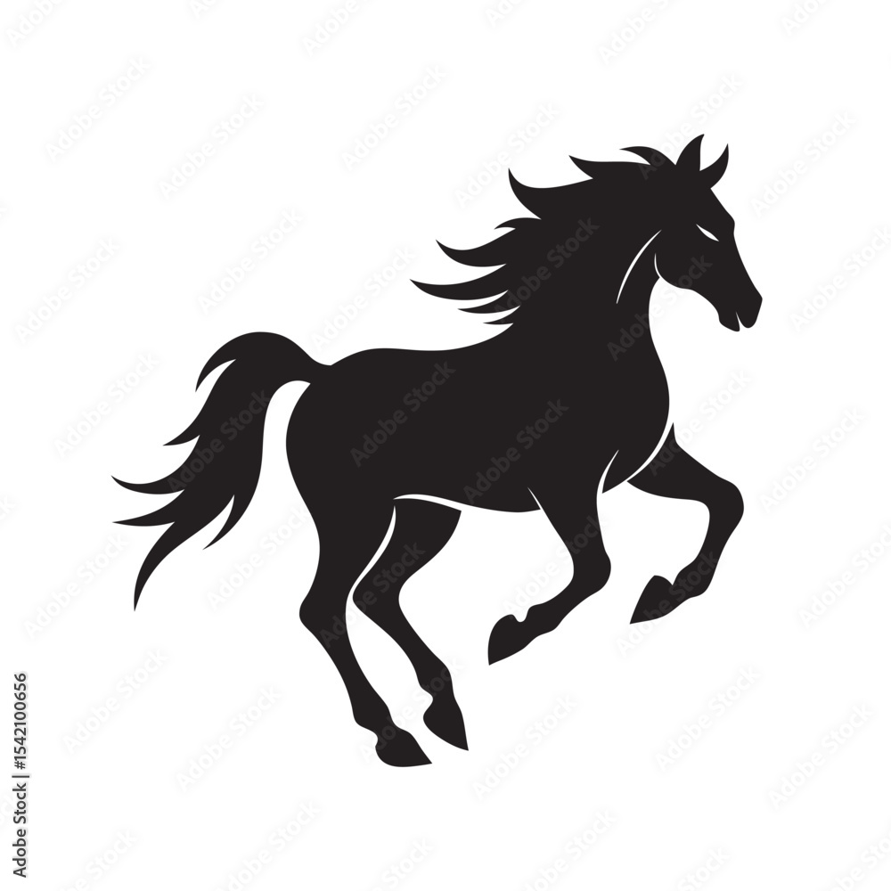 Obraz premium Running Horse Silhouette Galloping Animal Design