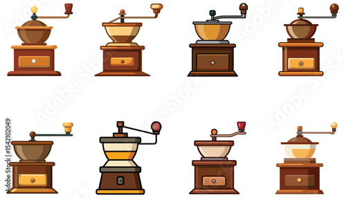 coffee grinder sets isolated on white background
