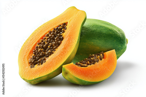 papaya isolated on white background