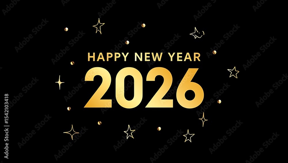 Fototapeta premium Happy new year 2026 gold text design