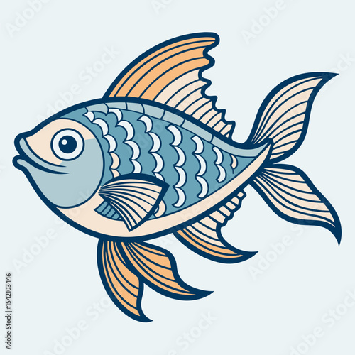 Simple Fish Line Drawing – Minimalist Aquatic Vector Illustration