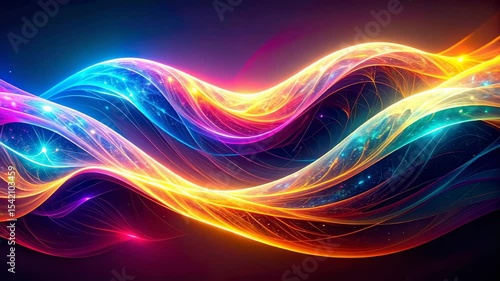 Wallpaper Mural Colorful glowing waves of light intertwine against a dark background, creating a mesmerizing, abstract visual effect. Torontodigital.ca