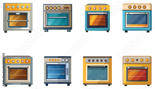 convection oven sets isolated on white background