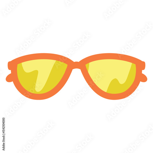 Orange sunglasses with yellow lenses front view vector illustration on a white background