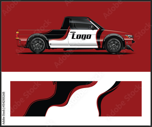Customizable Red Black and White Truck Wrap Design Template