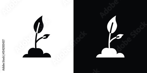 Seedling icon black silhouette for web, and mobile app