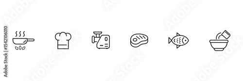 Baking bread croissant oven dishes grater cooker kitchen appliance icon vector illustration for homemade food cooking process equipment set.