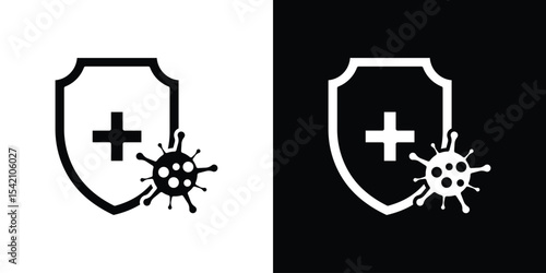 Shield virus icon black silhouette for web, and mobile app