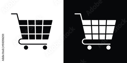 Shopping trolley icon black silhouette for web, and mobile app