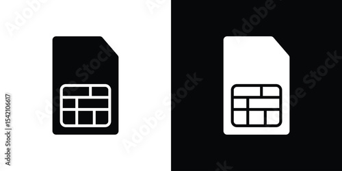 Sim card icon black silhouette for web, and mobile app