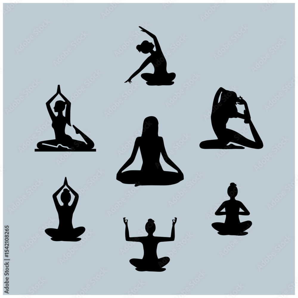 Yoga silhouettes vector Yoga silhouettes vector