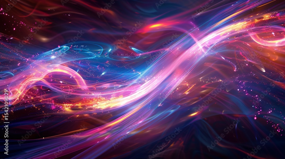 Fototapeta premium Mauve light trails dance across an abstract backdrop painting it with colorful luminescence