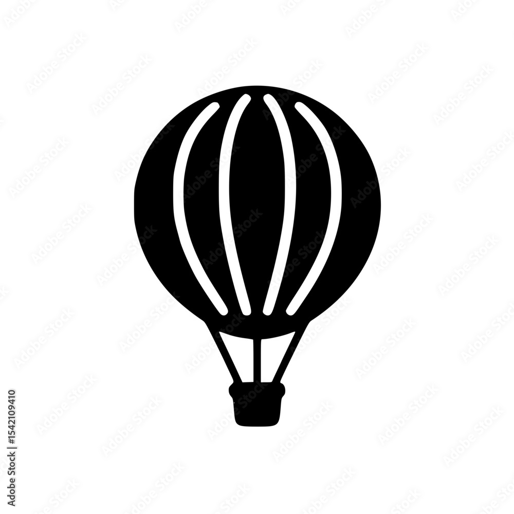Fototapeta premium Minimalist Hot Air Balloon Silhouette – Black SVG Clipart Icon