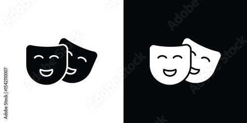 Theater masks icon black silhouette for web, and mobile app