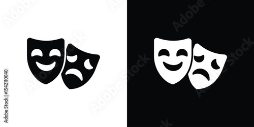 Theater masks icon black silhouette for web, and mobile app