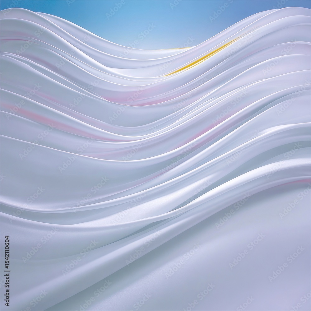 Fototapeta premium Abstract wavy folds of light-grey fabric against a pale blue backdrop