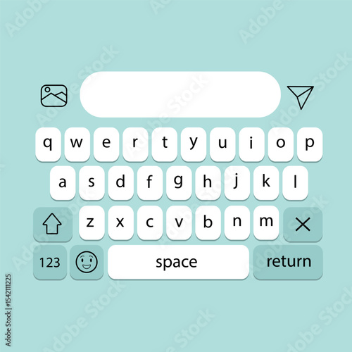 Messenger keyboard. Isolated Keypad With English Qwerty Alphabet . Vector illustration