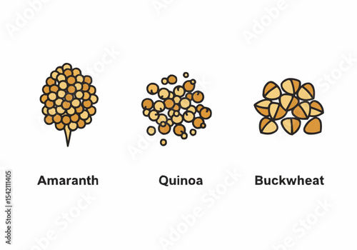 Discovering the nutritional power of amaranth, quinoa, and buckwheat on a vibrant kitchen countertop at sunset