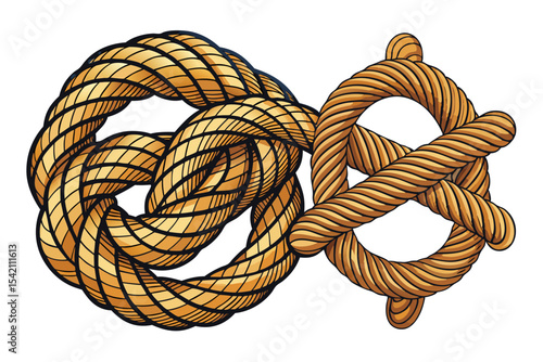 Nautical rope knots and rings illustration