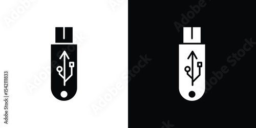 usb drive icon black silhouette for web, and mobile app