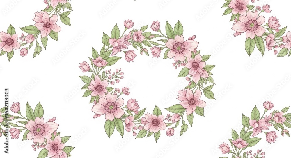 Obraz premium Gentle Pink Floral Arrangements Isolated on White Background Art