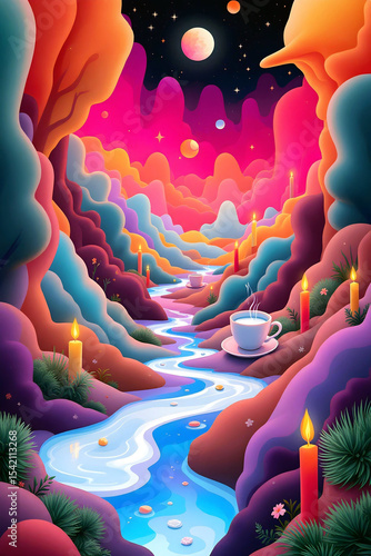 Colorful dreamy fantasy landscape