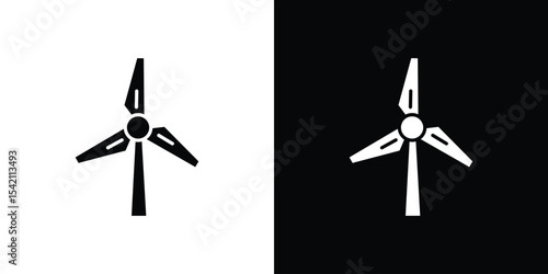 Wind turbine icon black silhouette for web, and mobile app