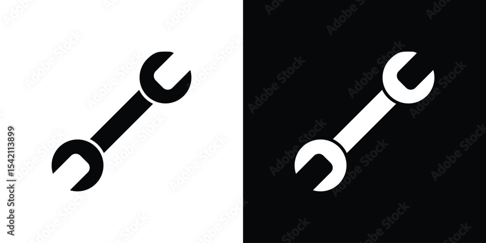 Fototapeta premium Wrench icon black silhouette for web, and mobile app