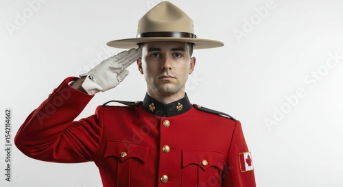 Canadian Mountie Saluting in Formal Red Uniform