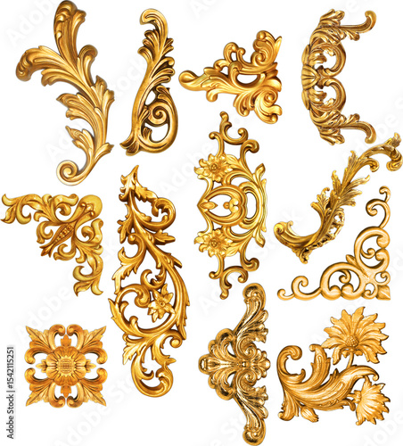 Golden baroque and  ornament elements