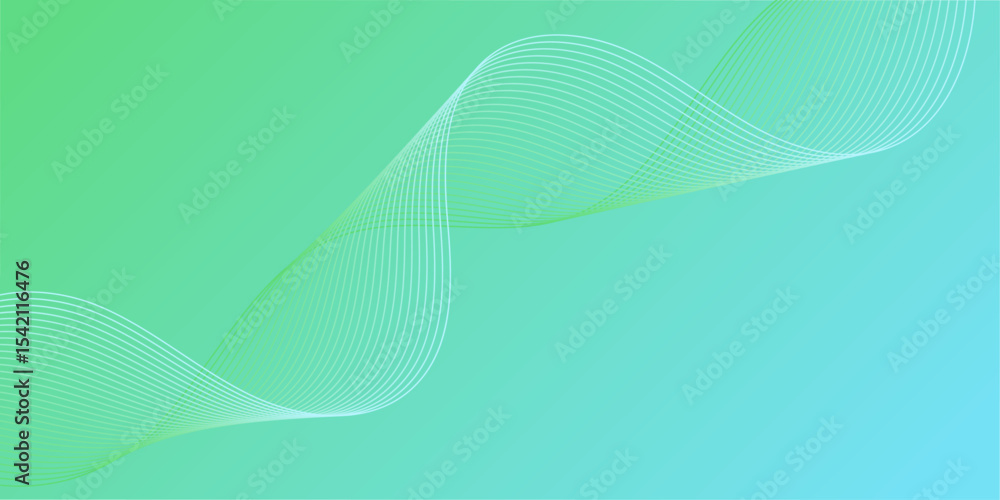 Abstract background with lines and waves. Medium banner size. Element for design isolated. Vector background for brochure, booklet, flyer, poster. Green and blue gradient Abstract background with lines and waves. Medium banner size. Element for design isolated. Vector background for brochure, booklet, flyer, poster. Green and blue gradient
