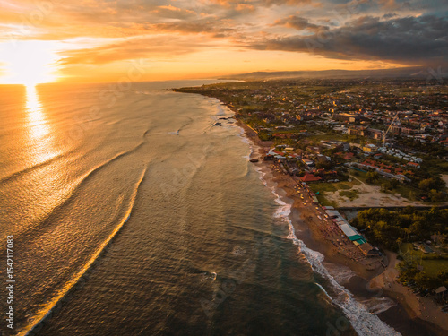 Aerial viev from Canggu, Sunset in Bali