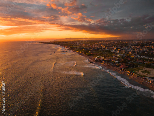 Aerial viev from Canggu, Sunset in Bali