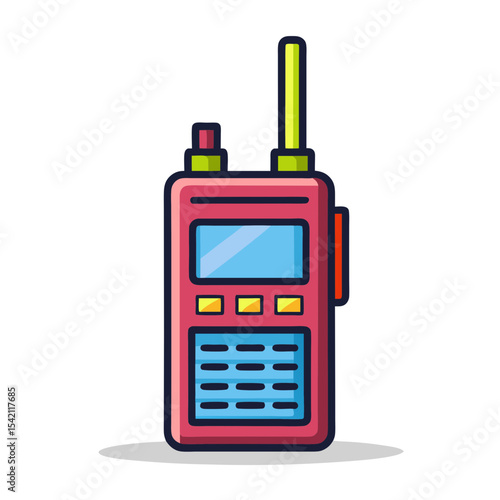 Cartoon illustration of a classic walkie talkie on a transparent background