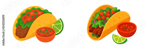 Delicious tacos with fresh ingredients and vibrant salsa served with lime wedges