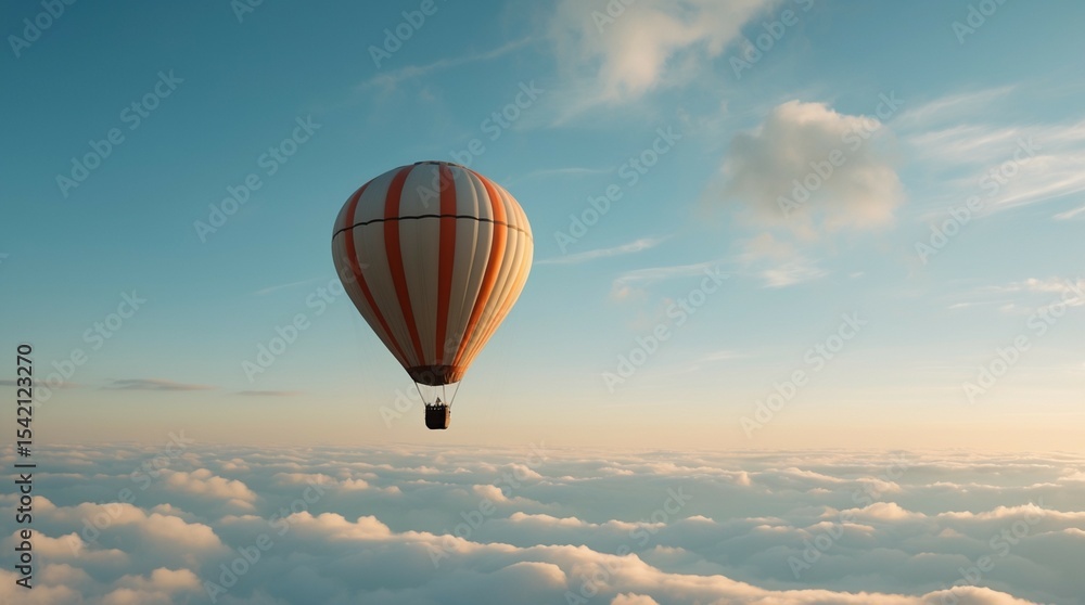 Obraz premium Hot Air Balloon Flying Above Clouds at Sky