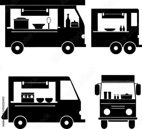 street food truck kitchen silhouette vector illust (1).eps