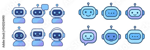 Different styles of friendly robots in various roles showcasing advanced technology and communication capabilities