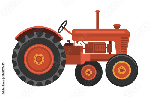 Classic Vintage Tractor Line Art Vector


