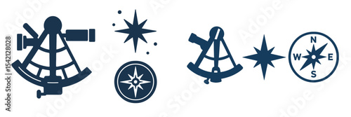 Various navigational instruments including astrolabes and compasses designed for celestial navigation
