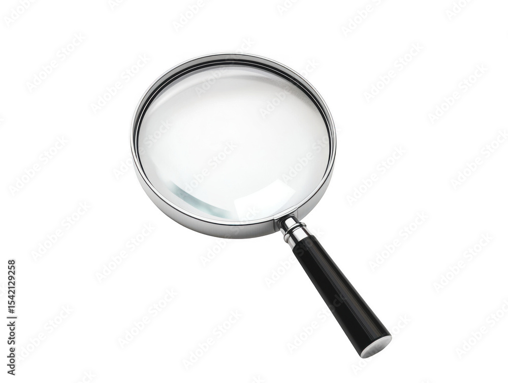 Magnifying glass with black handle isolated on transparent background Magnifying glass with black handle isolated on transparent background