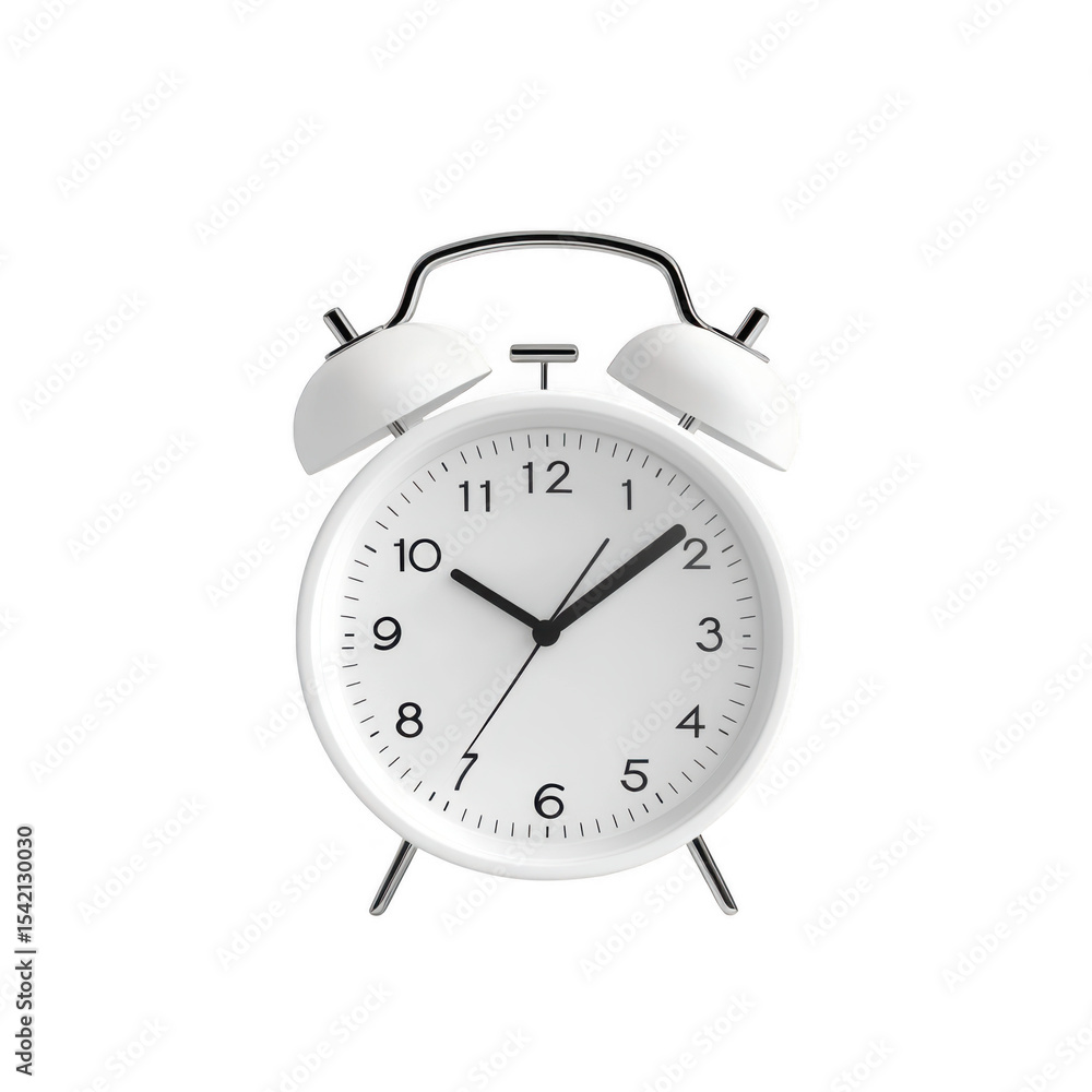 White alarm clock isolated on transparent background White alarm clock isolated on transparent background