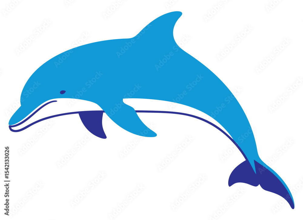 Fototapeta premium Playful Blue Dolphin Swimming Gracefully in the Ocean, Representing Intelligent Marine Life and Vibrant Sea Environment