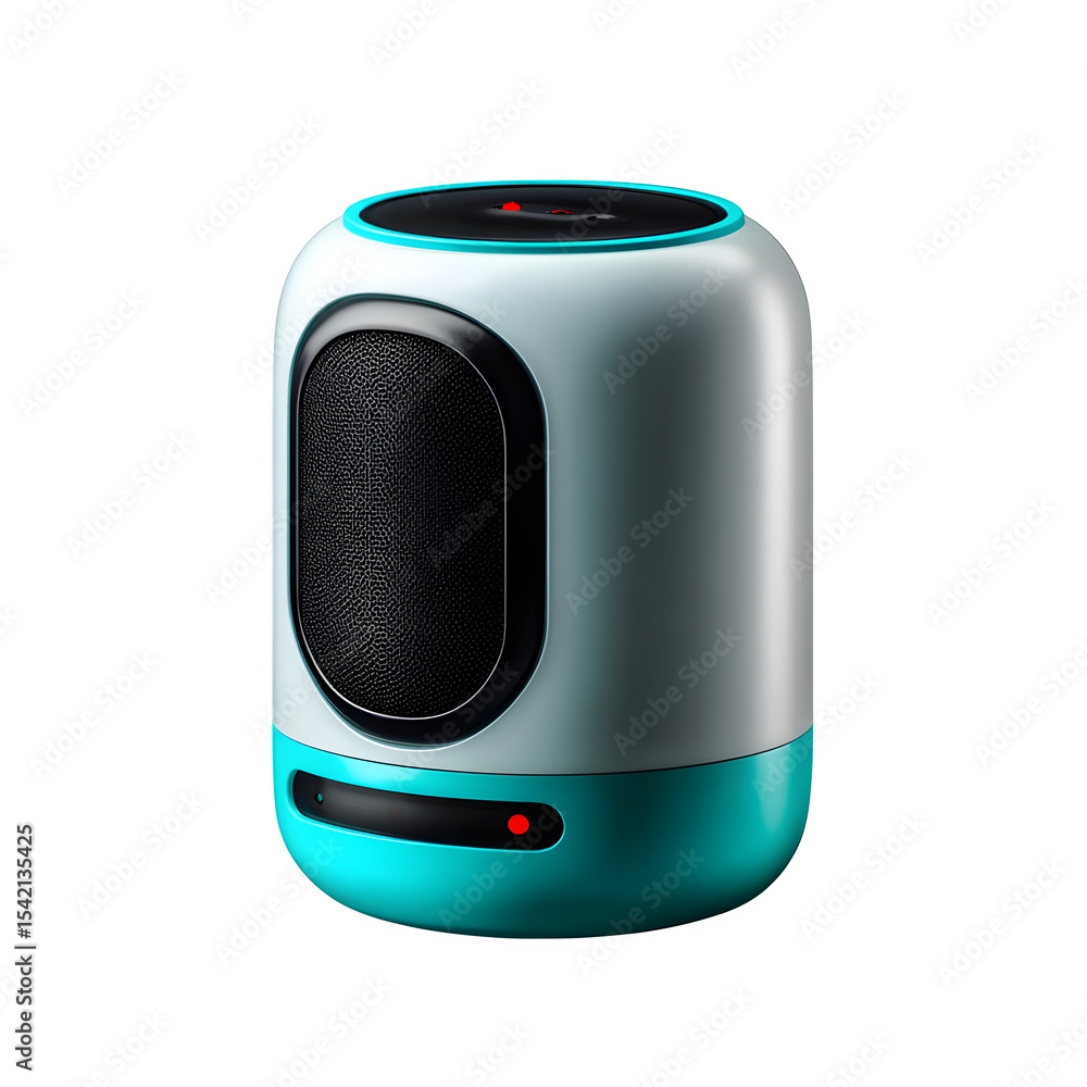 Fototapeta premium Modern home speaker with wireless connectivity, isolated on white surface