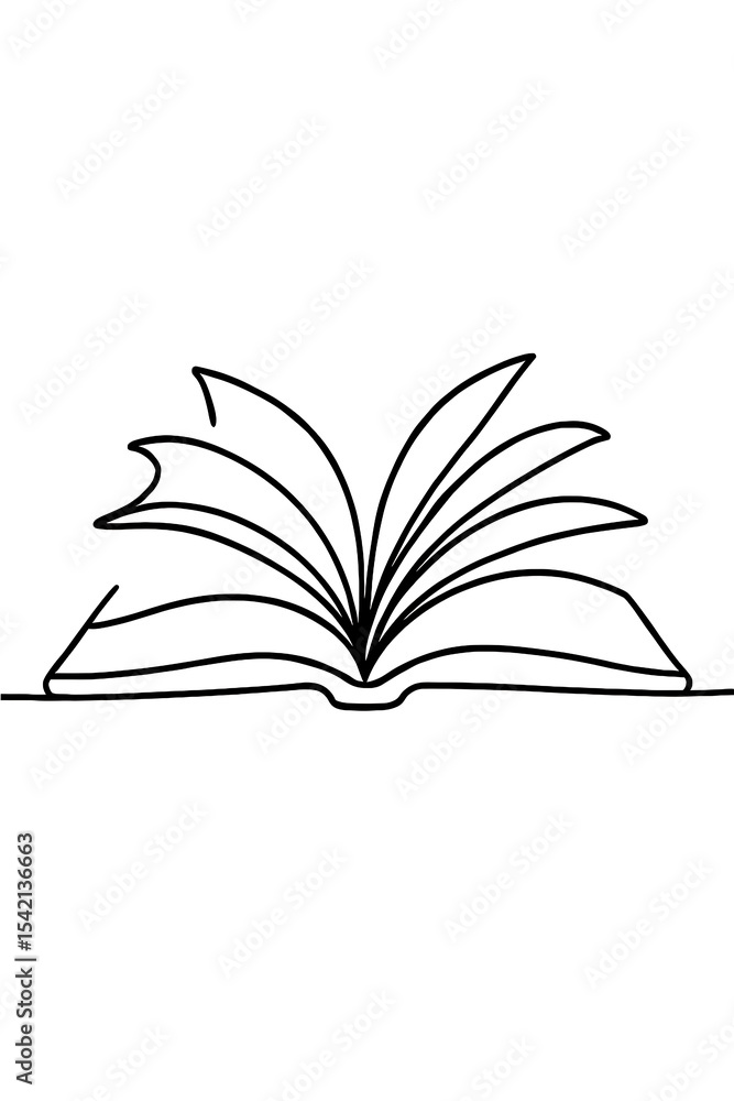 Minimalist Line Drawing of Open Book Minimalist Line Drawing of Open Book