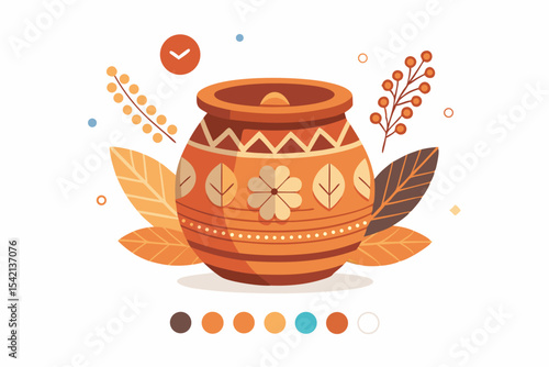 handmade brush holder clay ethnic design