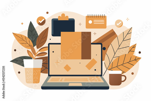 laptop earthy paper notes planner